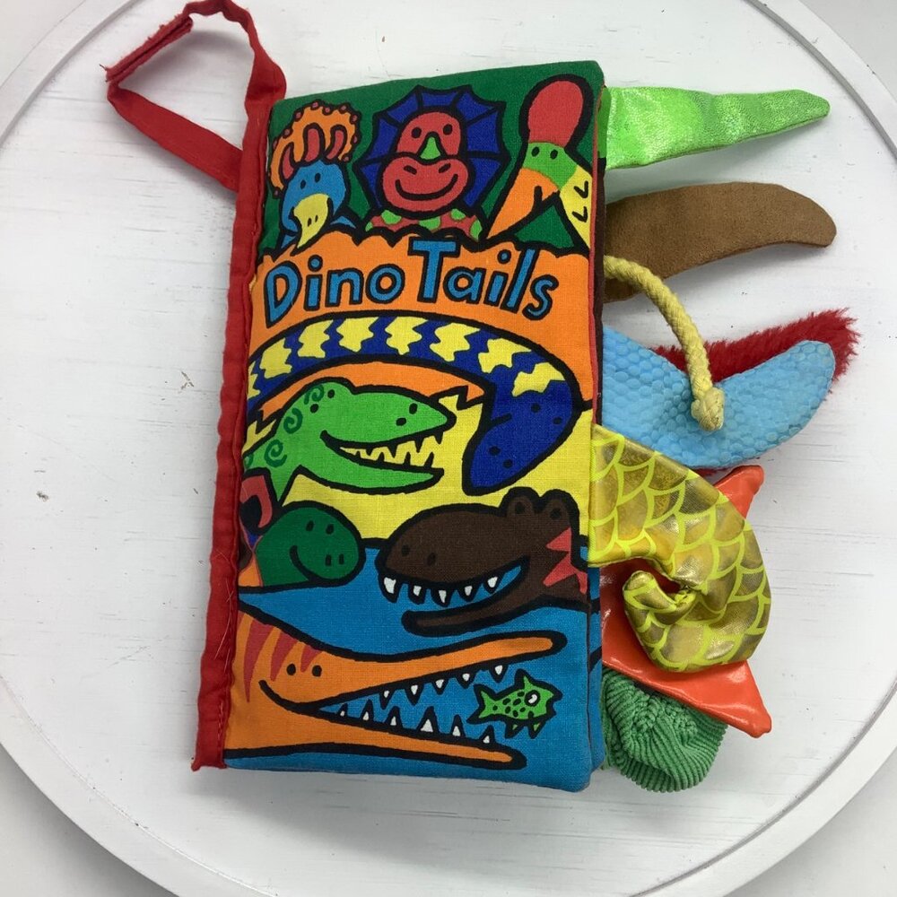 Jellycat "Dino Tails" Soft Activity Book Baby Toddler Crinkle Dinosaurs 8" Tall